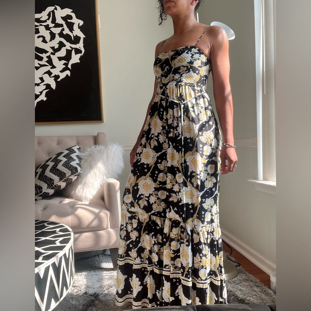 Little of Your Love Wideleg Flowy Jumpsuit in Moonless Combo Free People - Picture 8 of 14
